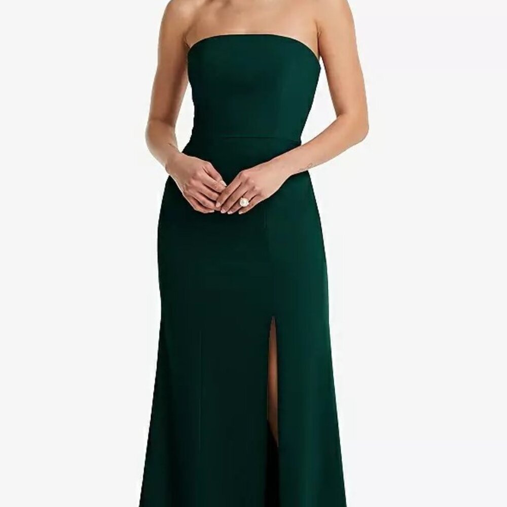 Bella Bridesmaids Strapless Crepe Maxi Dress with Slit 14 Sample